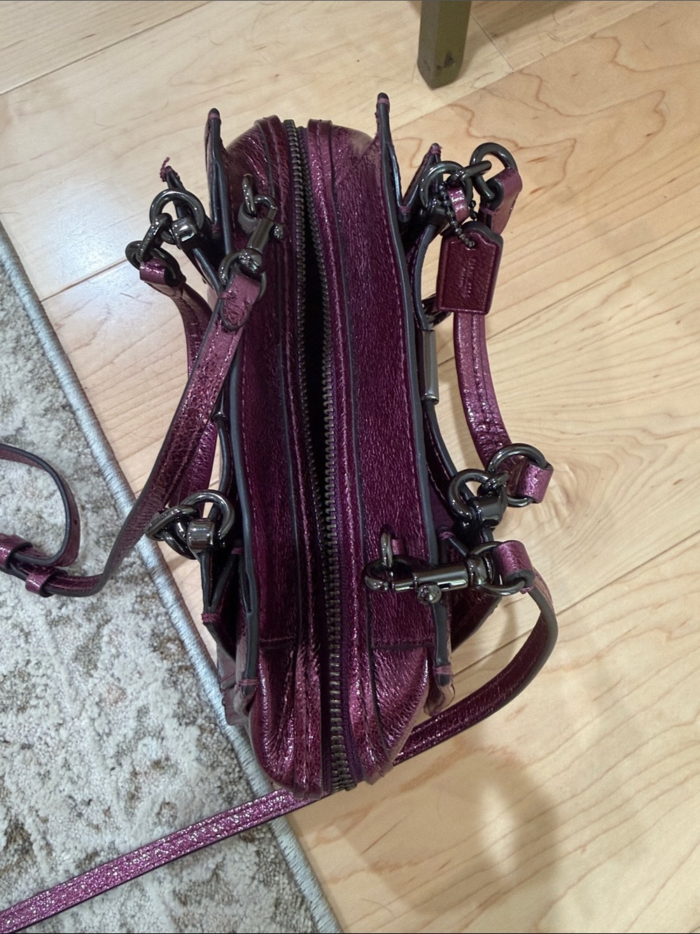 Coach Metallic Plum Crossbody Satchel - Picture 2 of 3